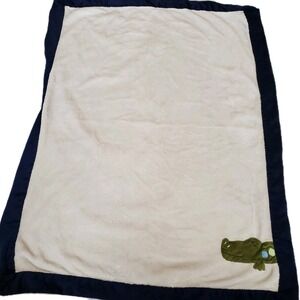 Nojo Baby Blanket Alligator Plush Blue Vintage